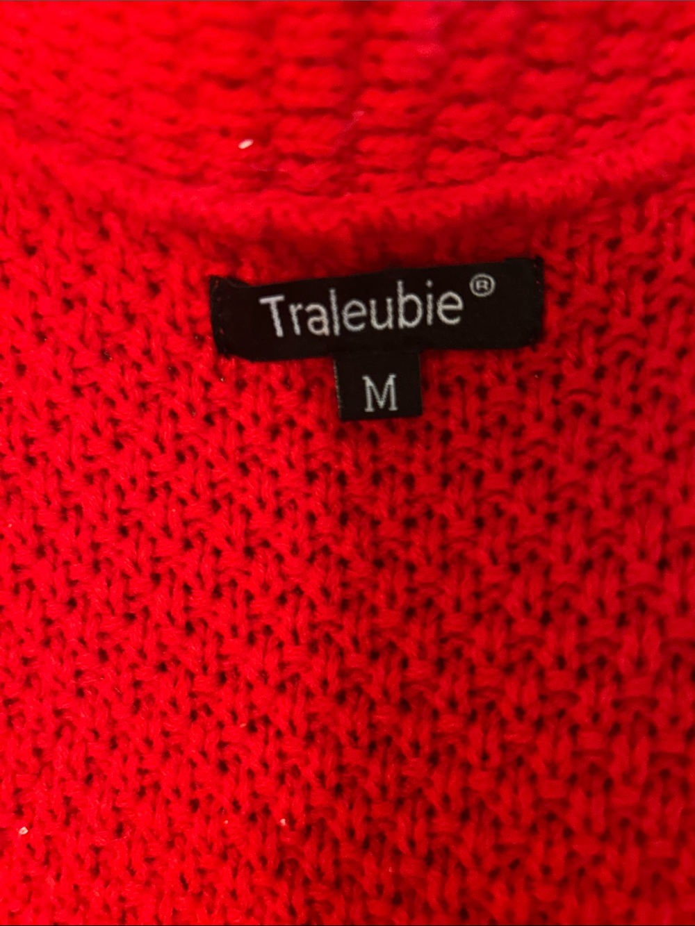 Red Open-Front Cable Trim Cardigan Sweater. M - Picture 2 of 4